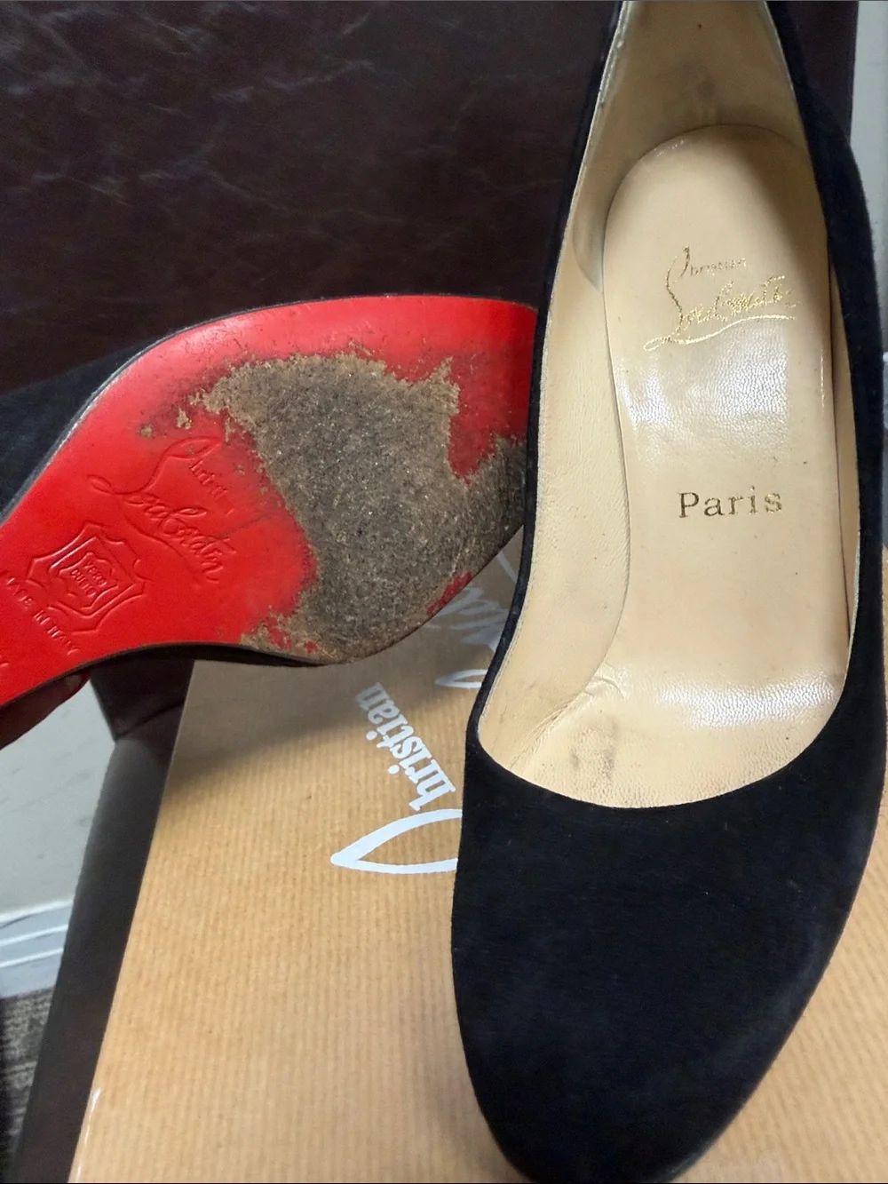 Christian Louboutin Black Suede Wedge Pumps